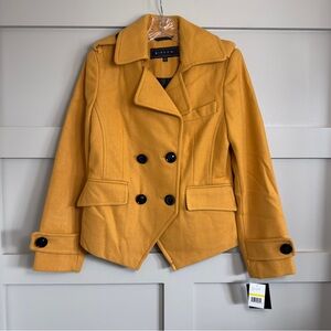 Giacca Double Breasted Peacoat Jacket Mustard Yellow Wool Blend Women’s Med